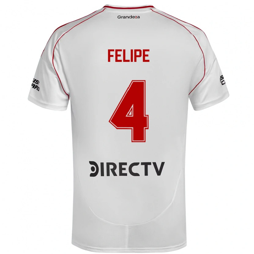 Danxen Uomo Maglia Carina Felipe Silva #4 Bianco Rosso Kit Gara Home 2025/26 Maglietta