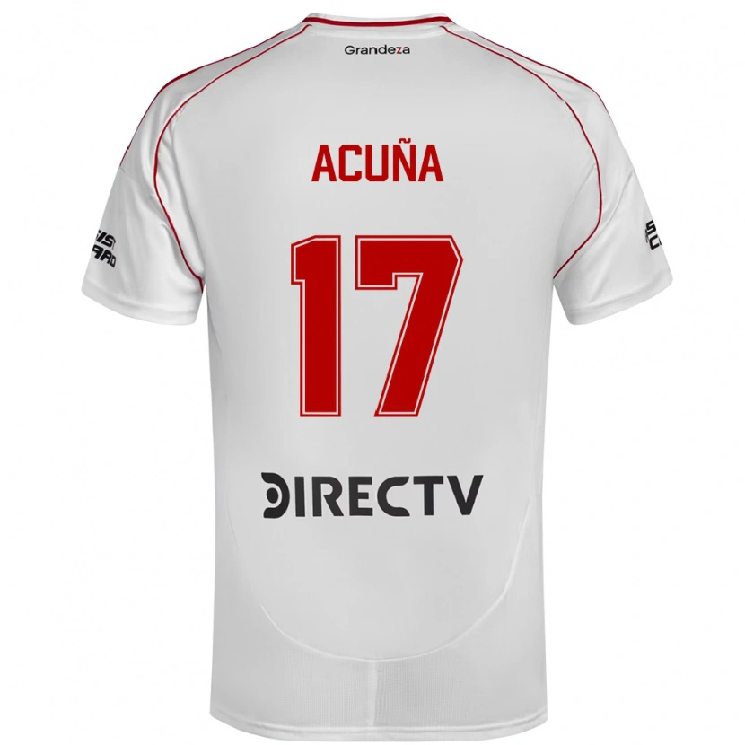 Danxen Uomo Maglia Ayelén Acuña #17 Bianco Rosso Kit Gara Home 2025/26 Maglietta