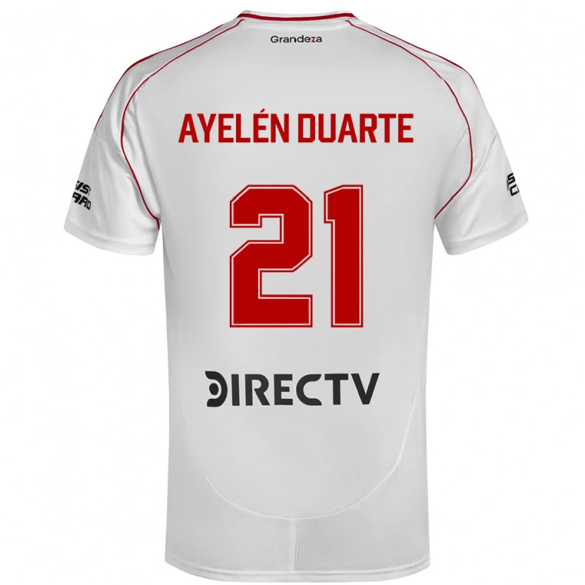 Danxen Uomo Maglia Camila Ayelén Duarte #21 Bianco Rosso Kit Gara Home 2025/26 Maglietta
