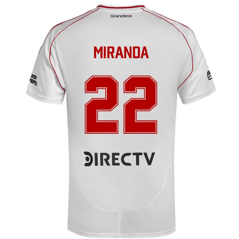 Danxen Uomo Maglia Morena Miranda #22 Bianco Rosso Kit Gara Home 2025/26 Maglietta