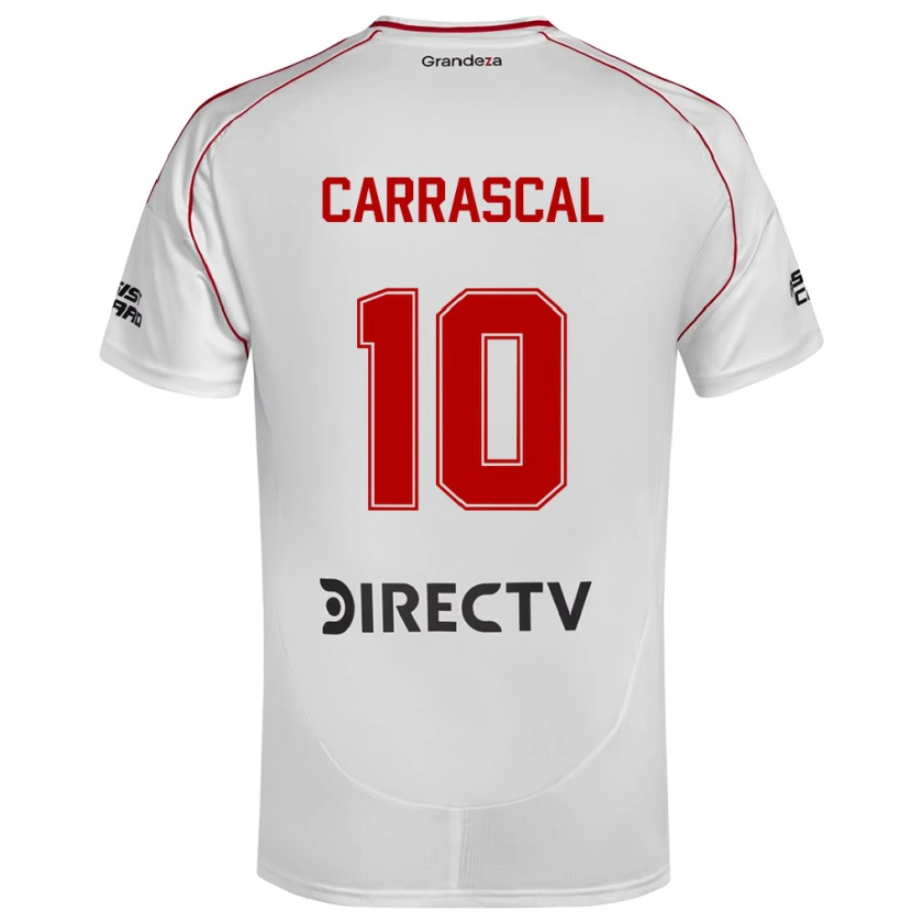 Danxen Uomo Maglia Jorge Carrascal #10 Bianco Rosso Kit Gara Home 2025/26 Maglietta