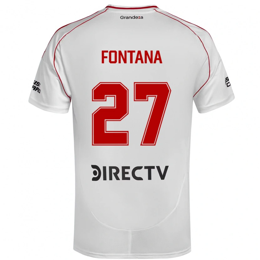 Danxen Uomo Maglia Agustin Fontana #27 Bianco Rosso Kit Gara Home 2025/26 Maglietta