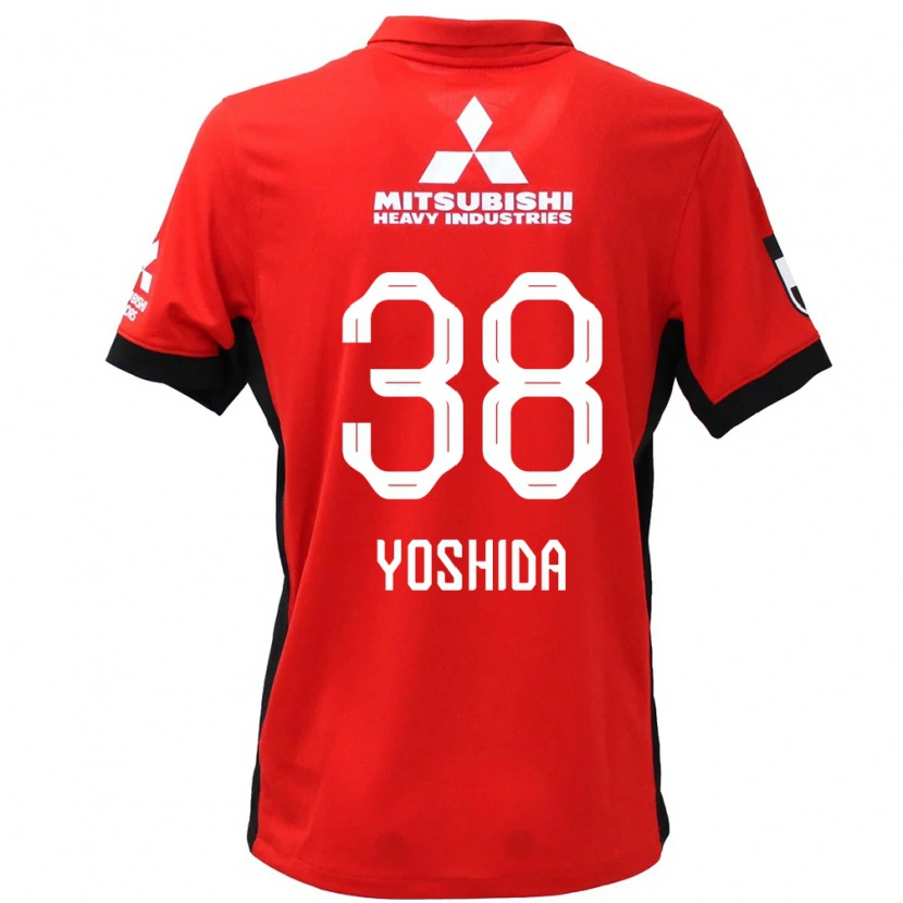 Danxen Uomo Maglia Masanobu Yoshida #38 Rosso Bianco Kit Gara Home 2025/26 Maglietta