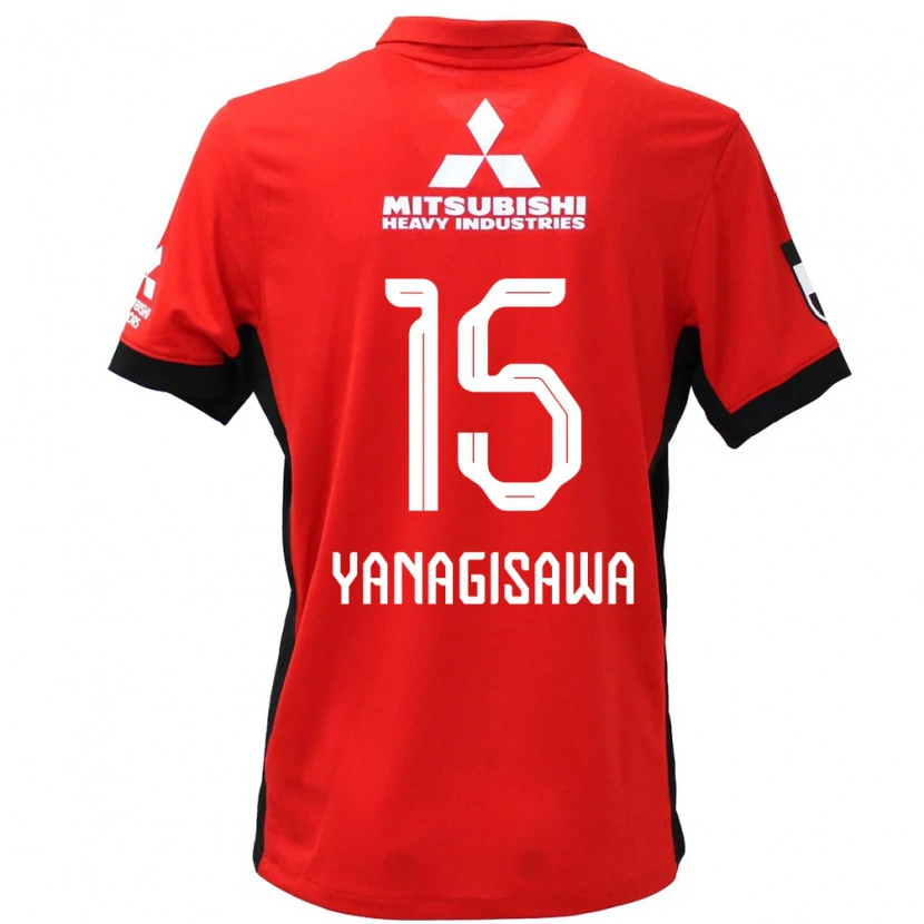 Danxen Uomo Maglia Saki Yanagisawa #15 Rosso Bianco Kit Gara Home 2025/26 Maglietta