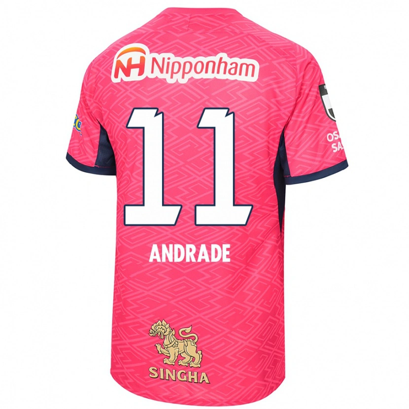 Danxen Uomo Maglia Thiago Andrade #11 Rosa Sakura Bianco Kit Gara Home 2025/26 Maglietta