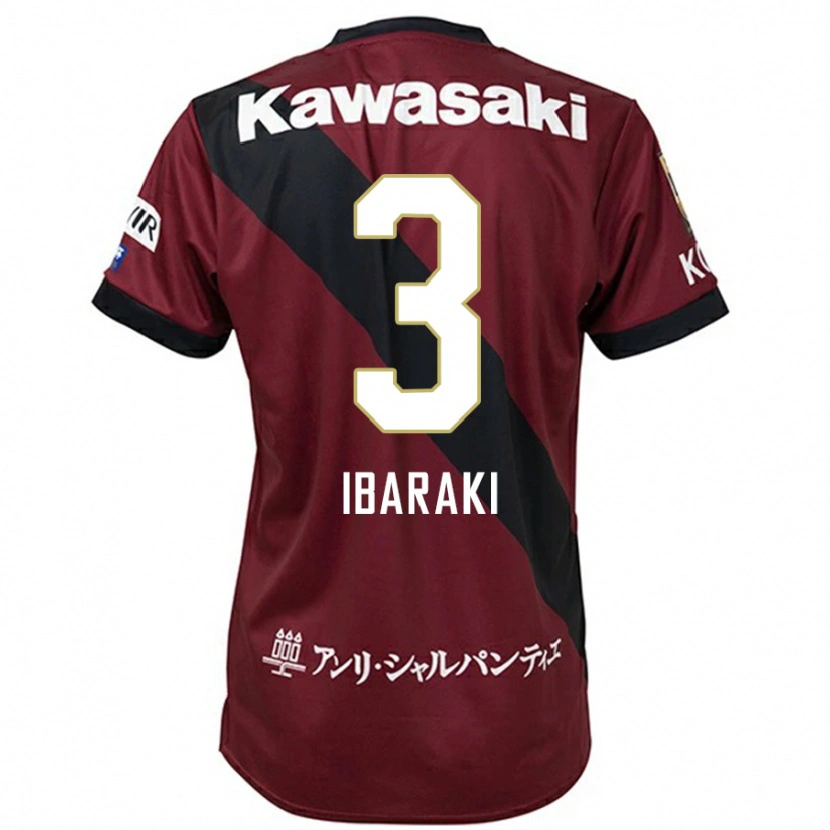 Danxen Uomo Maglia Riku Ibaraki #3 Borgogna Nero Kit Gara Home 2025/26 Maglietta