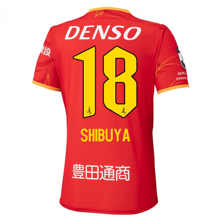 Danxen Uomo Maglia Tsubasa Shibuya #18 Rosso Giallo Kit Gara Home 2025/26 Maglietta