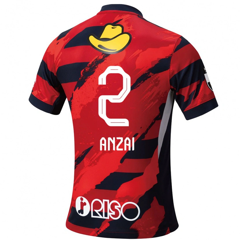 Danxen Uomo Maglia Koki Anzai #2 Rosso Nero Kit Gara Home 2025/26 Maglietta