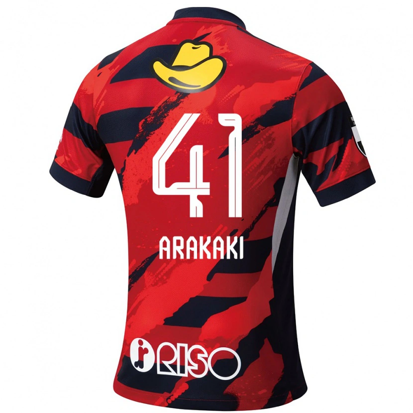Danxen Uomo Maglia Yota Arakaki #41 Rosso Nero Kit Gara Home 2025/26 Maglietta