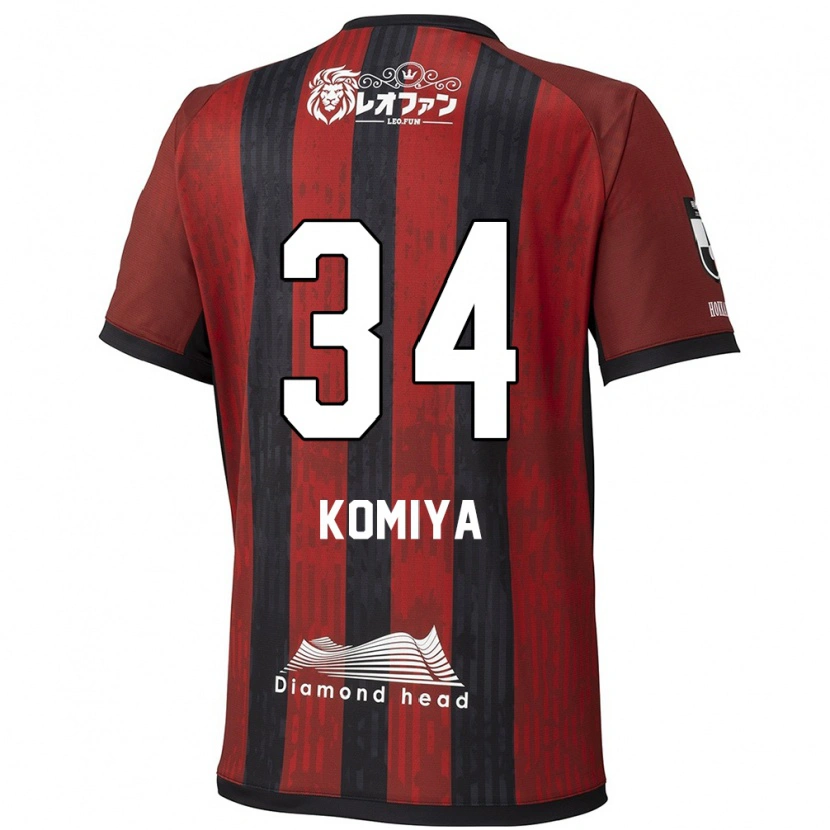 Danxen Uomo Maglia Masaki Komiya #34 Rosso Nero Kit Gara Home 2025/26 Maglietta