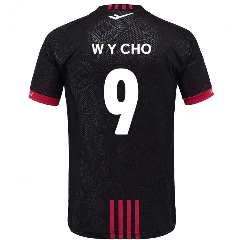 Danxen Uomo Maglia Young-Wook Cho #9 Nero Rosso Kit Gara Home 2025/26 Maglietta