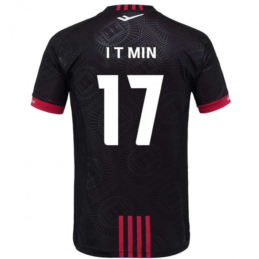 Danxen Uomo Maglia Tae-In Min #17 Nero Rosso Kit Gara Home 2025/26 Maglietta