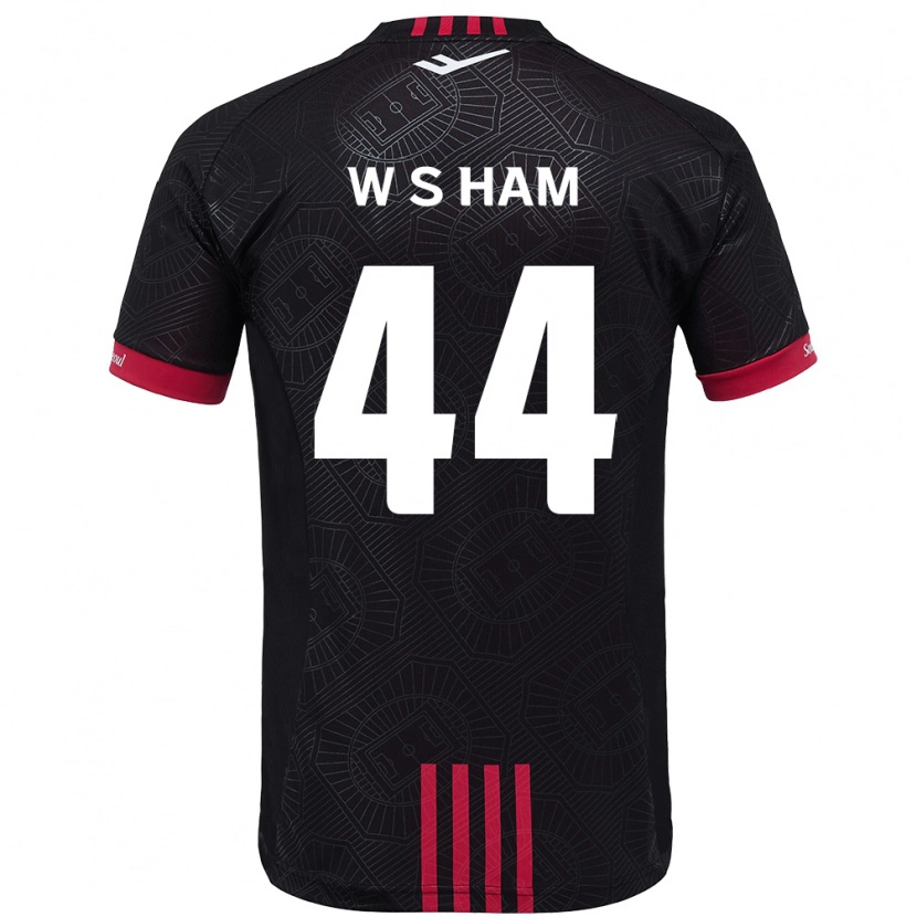 Danxen Uomo Maglia Sun-Woo Ham #44 Nero Rosso Kit Gara Home 2025/26 Maglietta