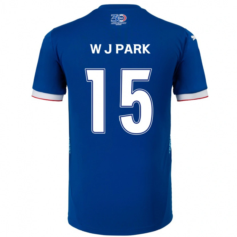 Danxen Uomo Maglia Woo-Jin Park #15 Blu Royal Bianco Kit Gara Home 2025/26 Maglietta