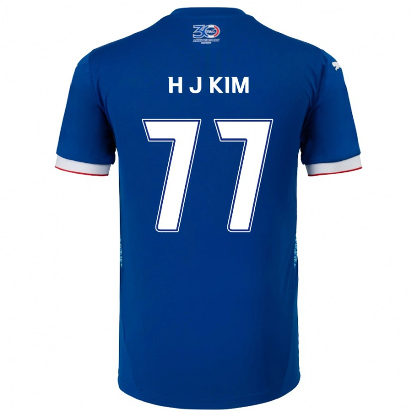 Danxen Uomo Maglia Ji-Hyun Kim #77 Blu Royal Bianco Kit Gara Home 2025/26 Maglietta