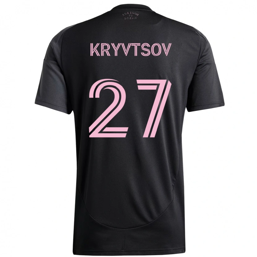 Danxen Uomo Maglia Sergiy Kryvtsov #27 Nero Rosa Kit Gara Away 2025/26 Maglietta