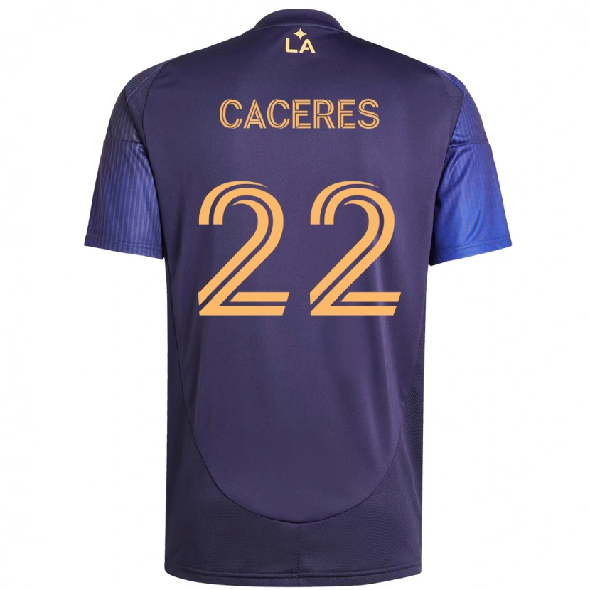 Danxen Uomo Maglia Martín Cáceres #22 Viola Blu Kit Gara Away 2025/26 Maglietta