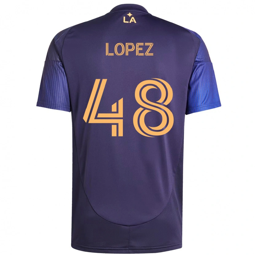 Danxen Uomo Maglia Diego López #48 Viola Blu Kit Gara Away 2025/26 Maglietta