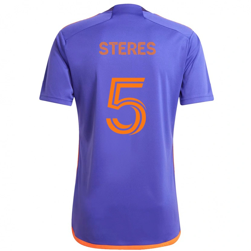 Danxen Uomo Maglia Daniel Steres #5 Viola Arancione Kit Gara Away 2025/26 Maglietta