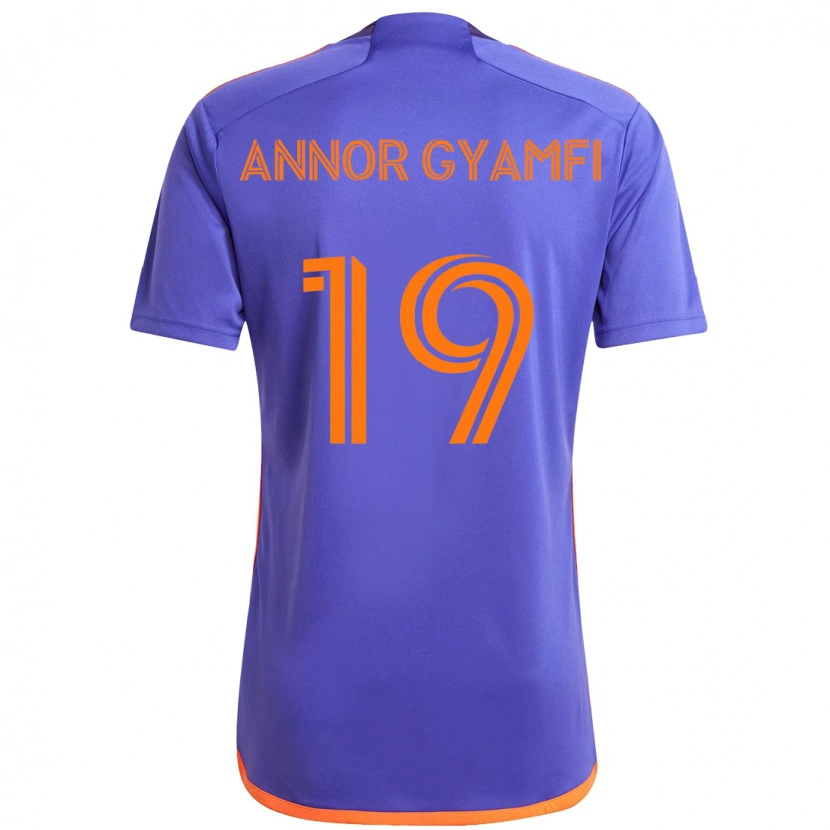 Danxen Uomo Maglia Stephen Annor Gyamfi #19 Viola Arancione Kit Gara Away 2025/26 Maglietta
