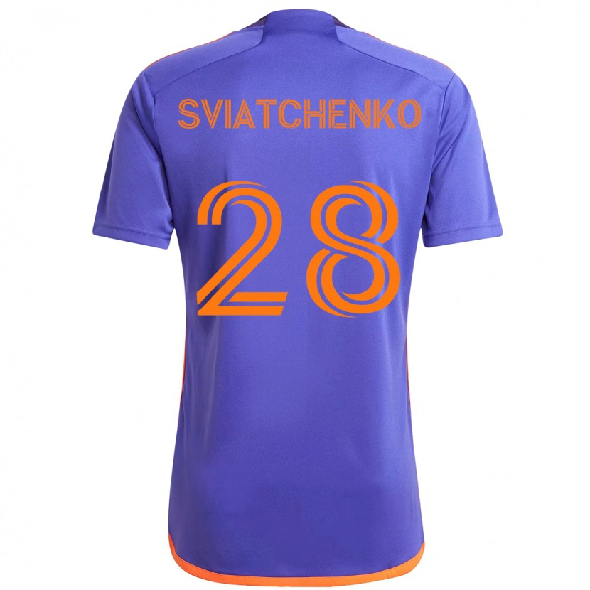 Danxen Uomo Maglia Erik Sviatchenko #28 Viola Arancione Kit Gara Away 2025/26 Maglietta