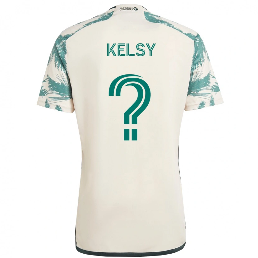Danxen Uomo Maglia Kevin Kelsy #0 Beige Verde Kit Gara Away 2025/26 Maglietta