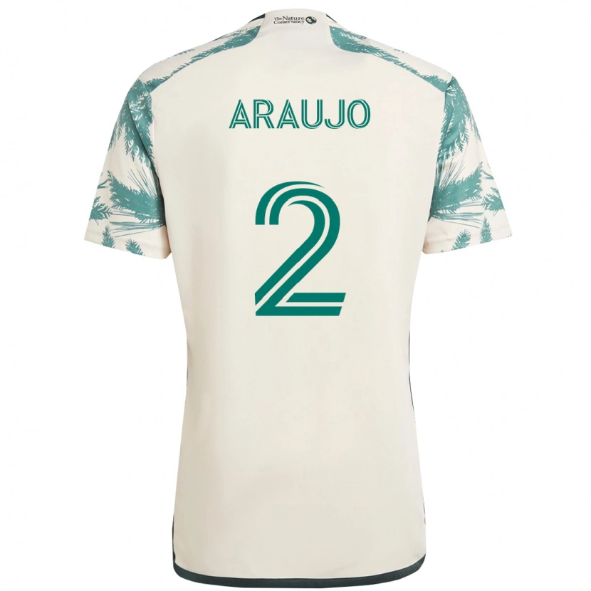 Danxen Uomo Maglia Miguel Araujo #2 Beige Verde Kit Gara Away 2025/26 Maglietta