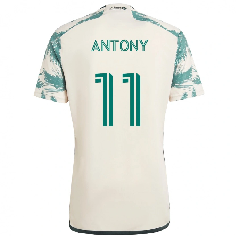 Danxen Uomo Maglia Antony #11 Beige Verde Kit Gara Away 2025/26 Maglietta