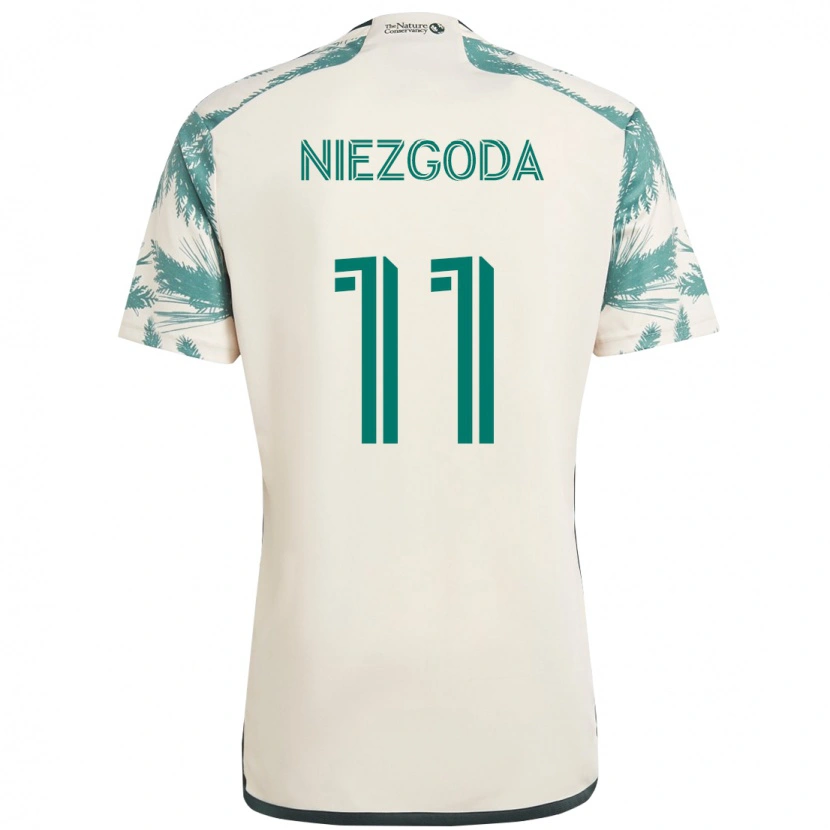 Danxen Uomo Maglia Jaroslaw Niezgoda #11 Beige Verde Kit Gara Away 2025/26 Maglietta