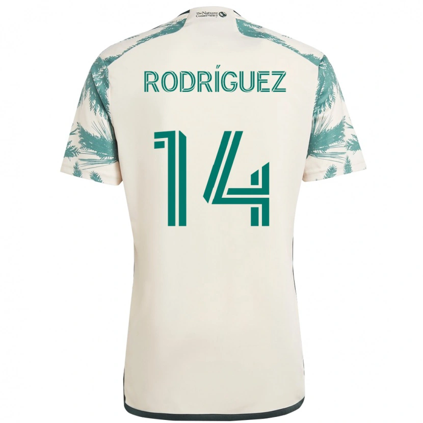 Danxen Uomo Maglia Jonathan Rodríguez #14 Beige Verde Kit Gara Away 2025/26 Maglietta