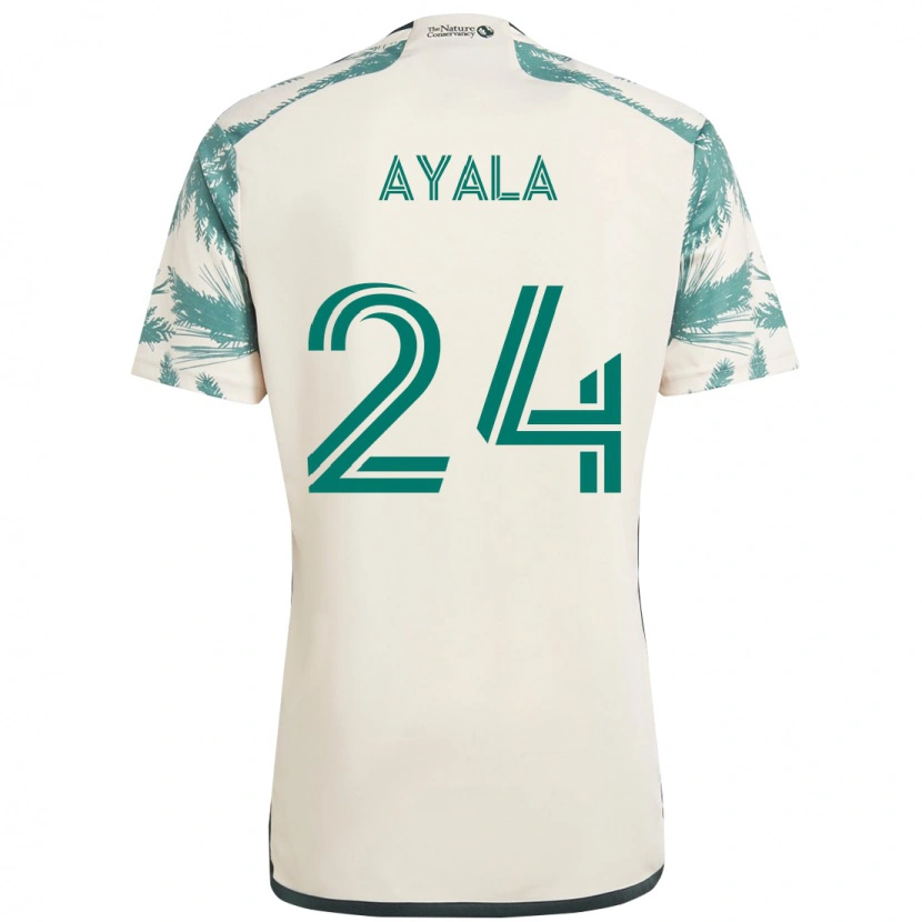 Danxen Uomo Maglia David Ayala #24 Beige Verde Kit Gara Away 2025/26 Maglietta