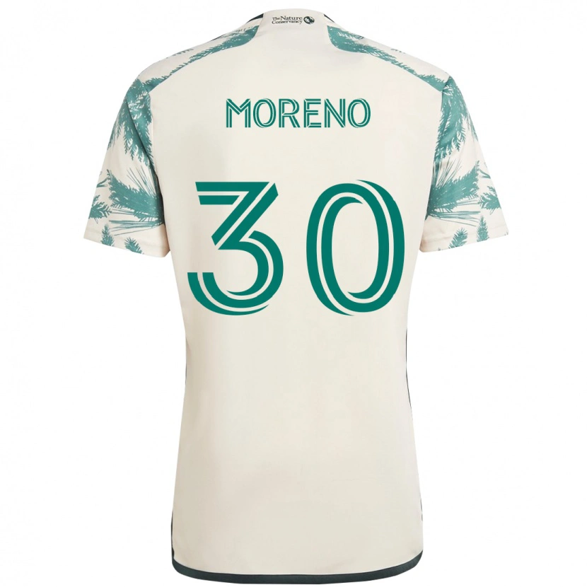 Danxen Uomo Maglia Santiago Moreno #30 Beige Verde Kit Gara Away 2025/26 Maglietta