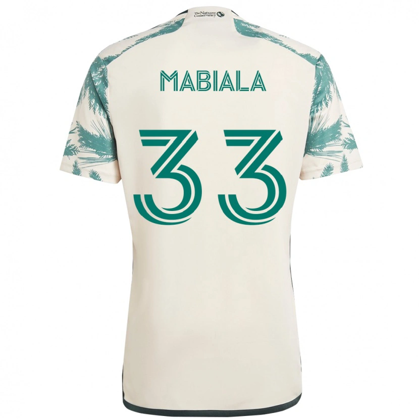 Danxen Uomo Maglia Larrys Mabiala #33 Beige Verde Kit Gara Away 2025/26 Maglietta