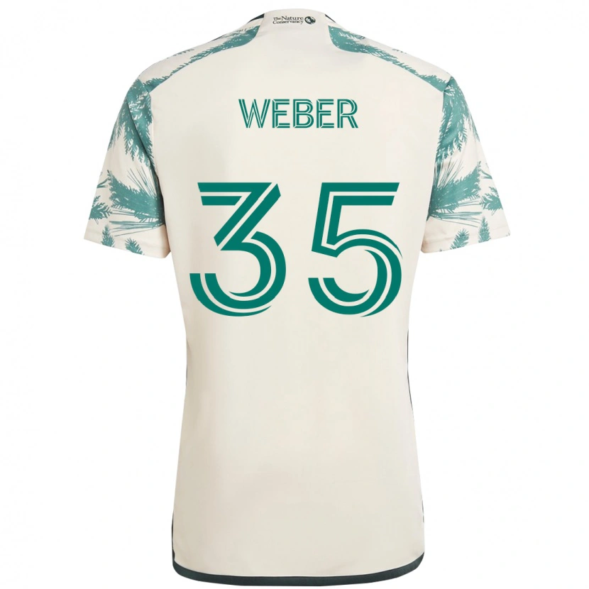 Danxen Uomo Maglia Tristan Weber #35 Beige Verde Kit Gara Away 2025/26 Maglietta