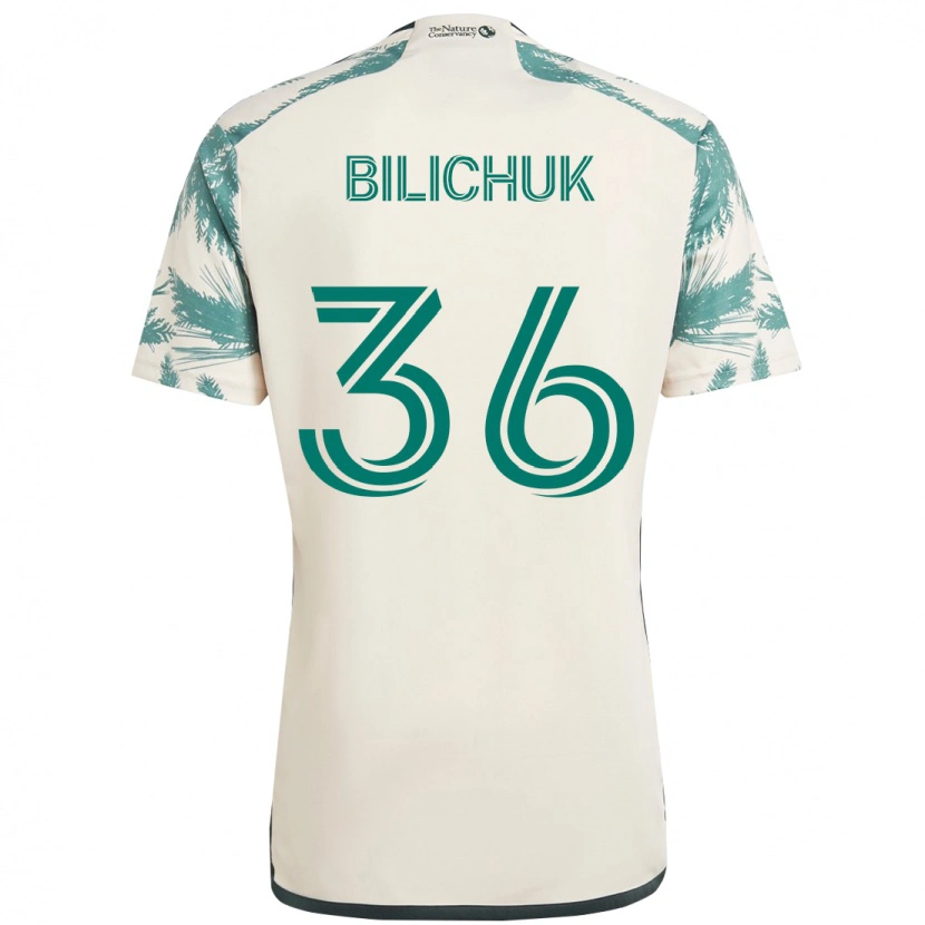 Danxen Uomo Maglia Ryan Bilichuk #36 Beige Verde Kit Gara Away 2025/26 Maglietta