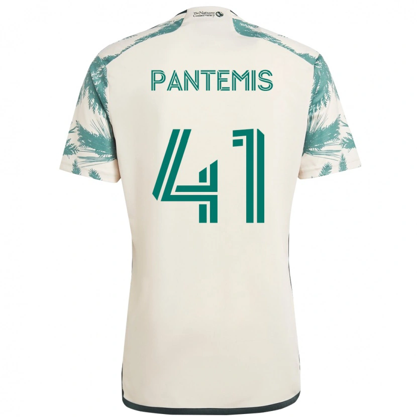 Danxen Uomo Maglia James Pantemis #41 Beige Verde Kit Gara Away 2025/26 Maglietta