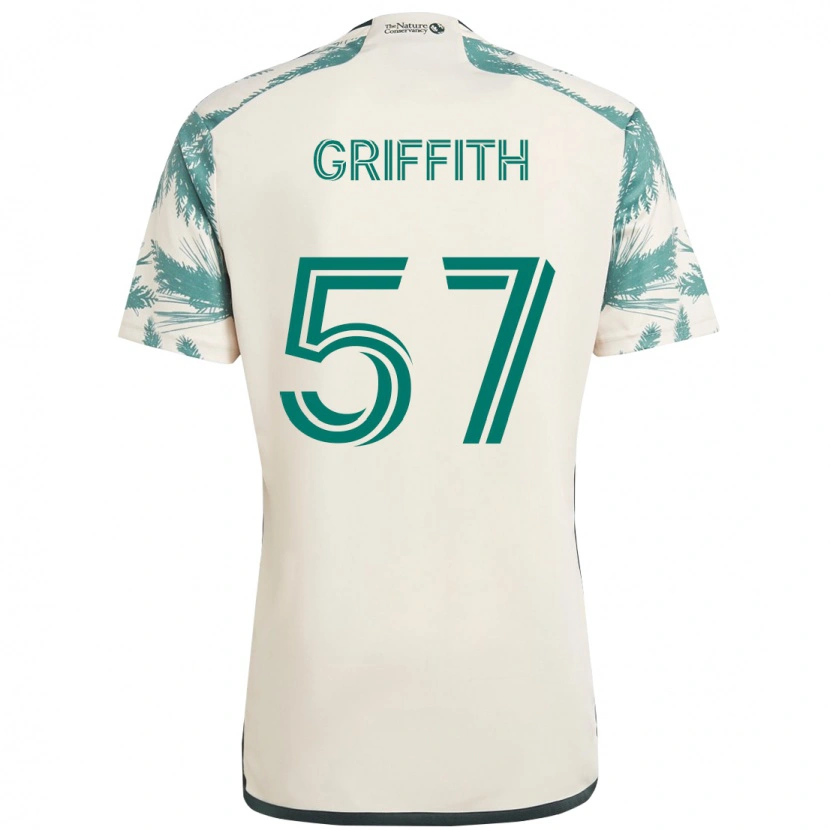 Danxen Uomo Maglia Víctor Griffith #57 Beige Verde Kit Gara Away 2025/26 Maglietta