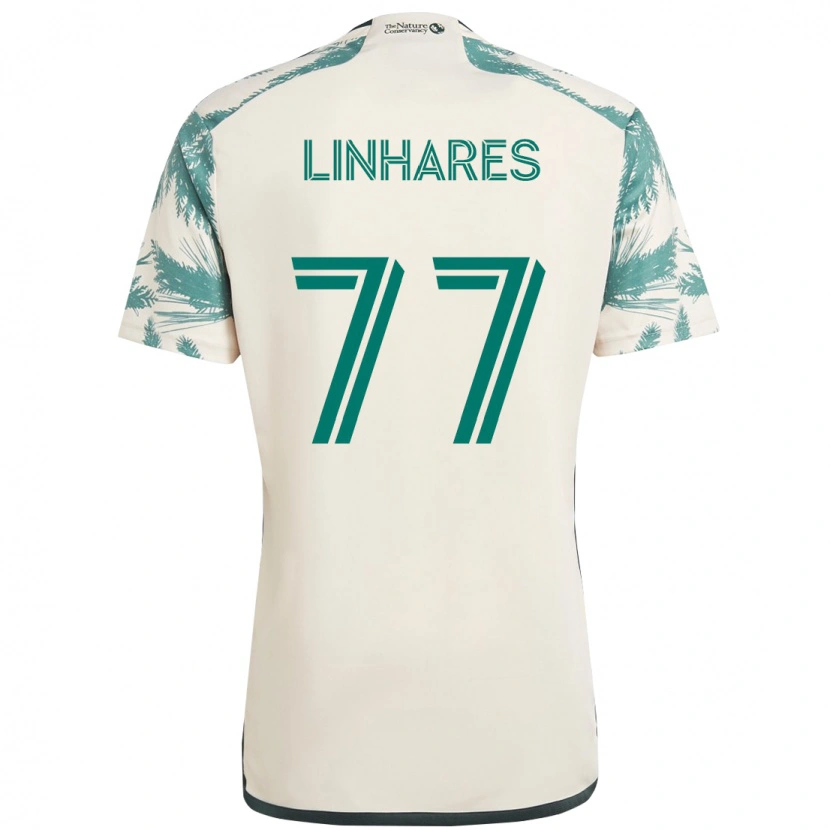 Danxen Uomo Maglia Kyle Linhares #77 Beige Verde Kit Gara Away 2025/26 Maglietta