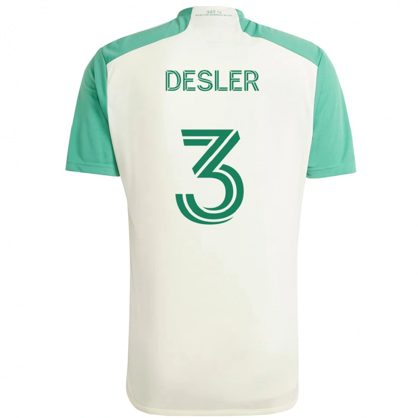 Danxen Uomo Maglia Mikkel Desler #3 Bianco Verde Kit Gara Away 2025/26 Maglietta