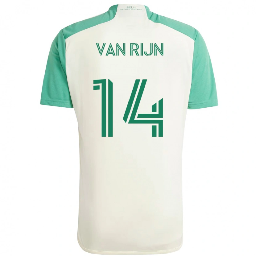 Danxen Uomo Maglia Nico Van Rijn #14 Bianco Verde Kit Gara Away 2025/26 Maglietta