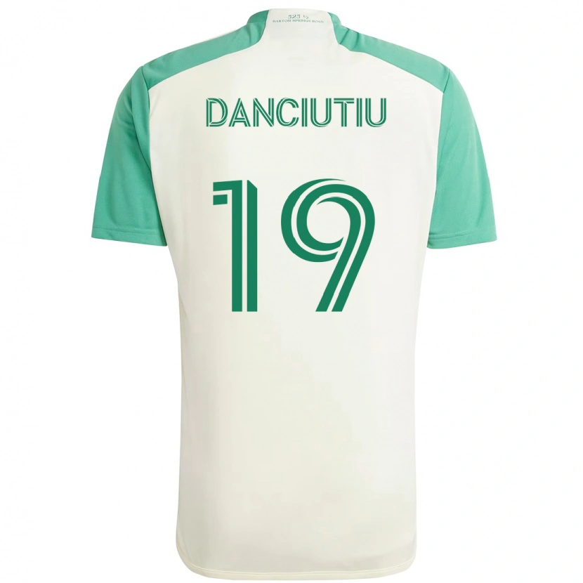Danxen Uomo Maglia Vlad Dănciuțiu #19 Bianco Verde Kit Gara Away 2025/26 Maglietta