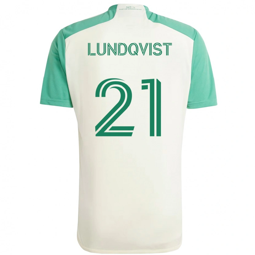 Danxen Uomo Maglia Adam Lundqvist #21 Bianco Verde Kit Gara Away 2025/26 Maglietta