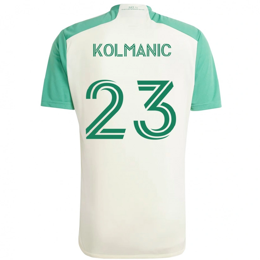 Danxen Uomo Maglia Žan Kolmanič #23 Bianco Verde Kit Gara Away 2025/26 Maglietta