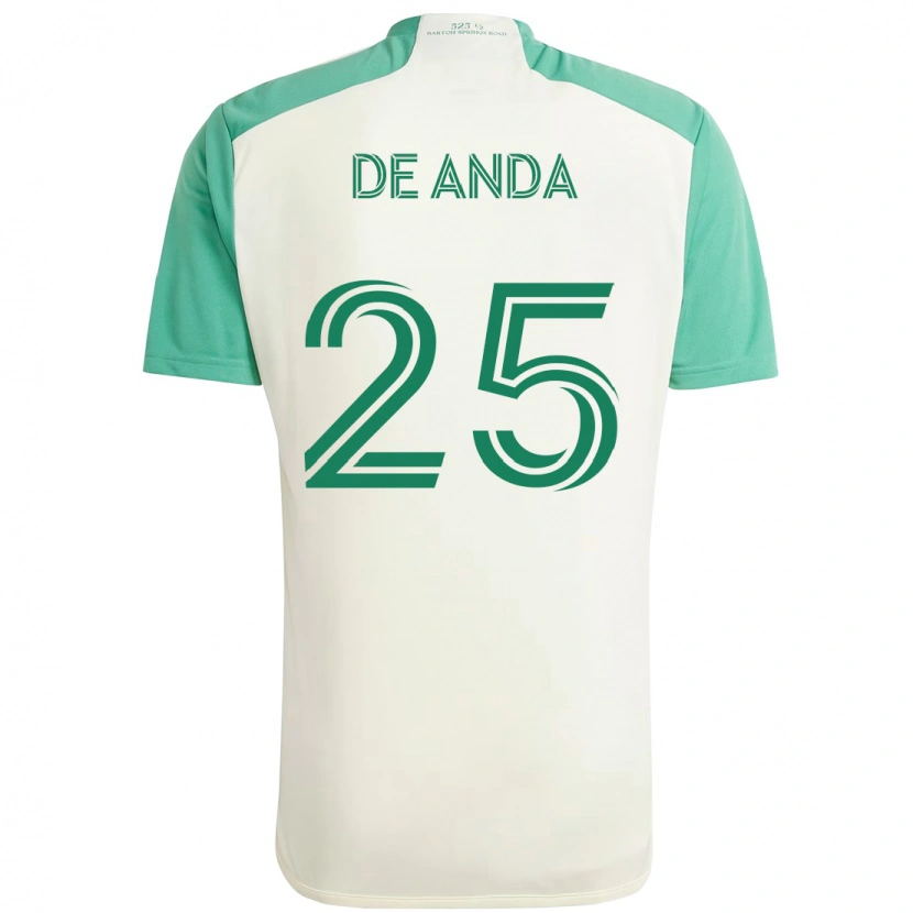 Danxen Uomo Maglia Anthony De Anda #25 Bianco Verde Kit Gara Away 2025/26 Maglietta