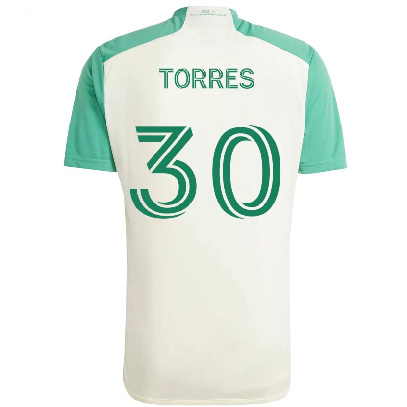 Danxen Uomo Maglia Ervin Torres #30 Bianco Verde Kit Gara Away 2025/26 Maglietta