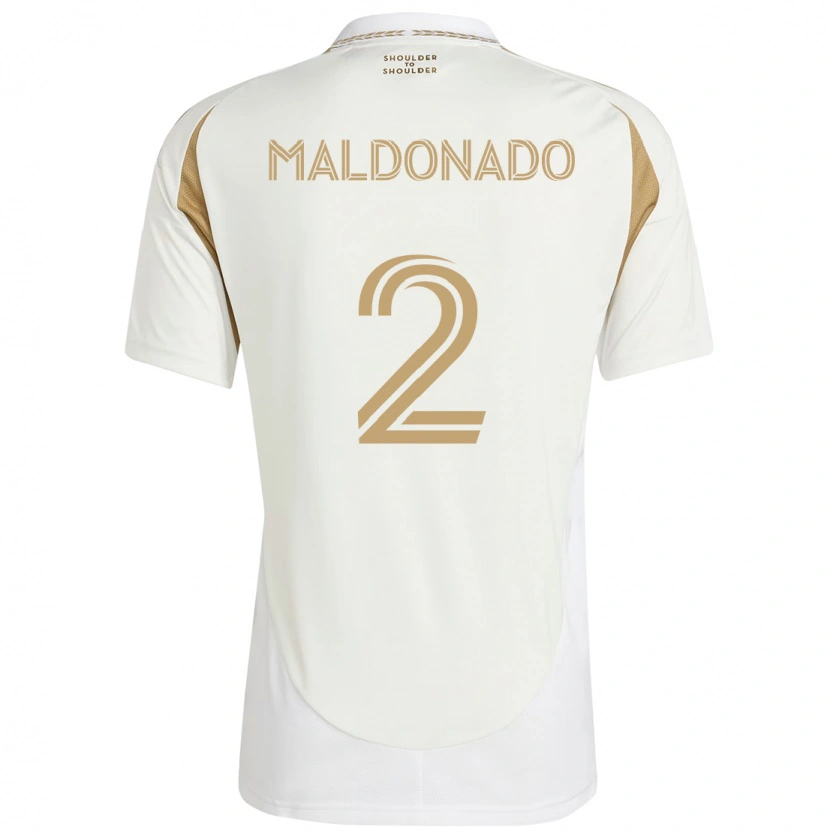 Danxen Uomo Maglia Denil Maldonado #2 Bianco Marrone Kit Gara Away 2025/26 Maglietta