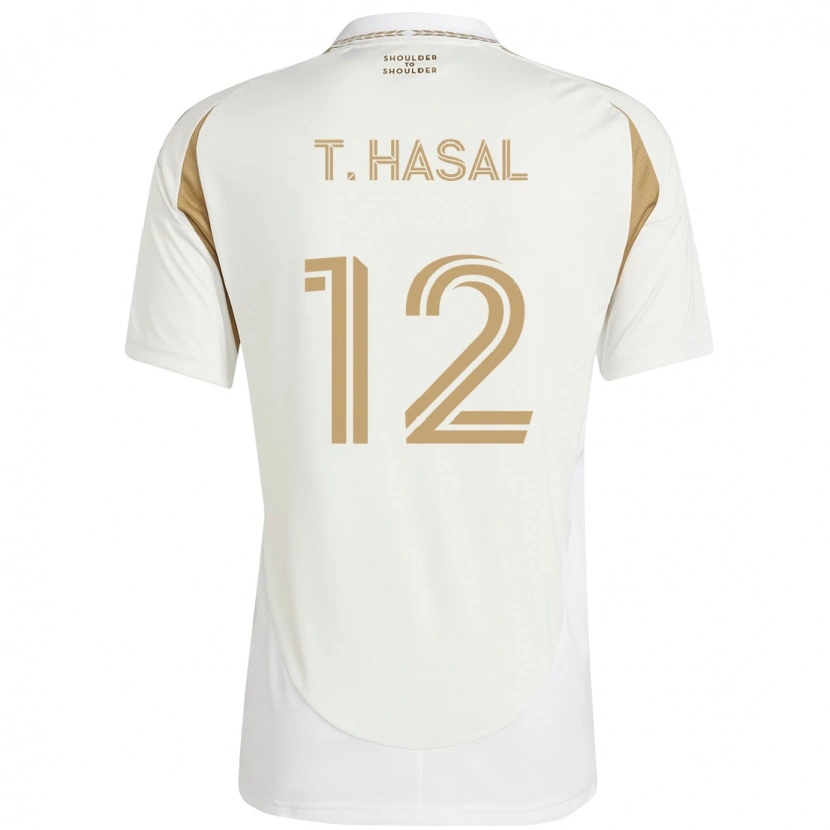 Danxen Uomo Maglia Thomas Hasal #12 Bianco Marrone Kit Gara Away 2025/26 Maglietta