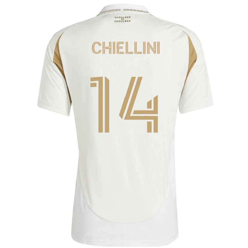 Danxen Uomo Maglia Giorgio Chiellini #14 Bianco Marrone Kit Gara Away 2025/26 Maglietta