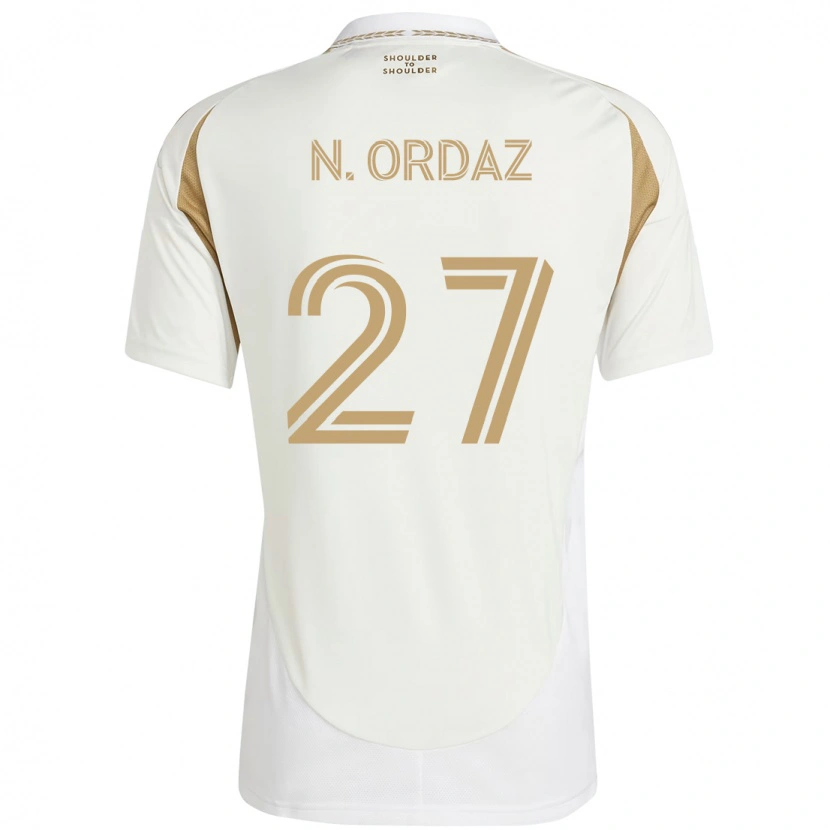 Danxen Uomo Maglia Nathan Ordaz #27 Bianco Marrone Kit Gara Away 2025/26 Maglietta