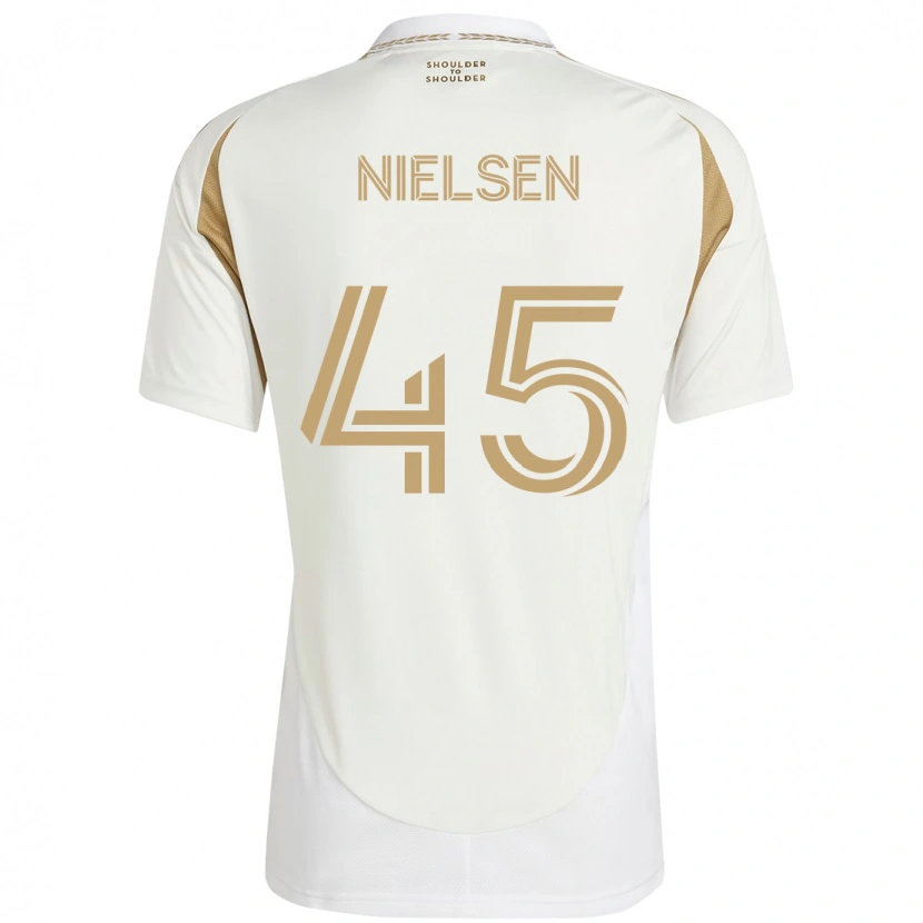 Danxen Uomo Maglia Kenny Nielsen #45 Bianco Marrone Kit Gara Away 2025/26 Maglietta